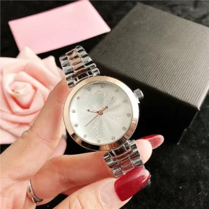 Simple Round Dial Women’s Luxury Watch Alloy Strap Waterproof Quartz Wristwatch 37mm Fashion Design
