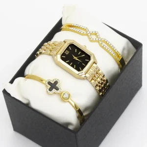 Simple Style Watch for Woman Square Dial Fashion Luxury Quartz Watches and Bracelet Set Ladies Gifts Bulk Buy
