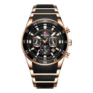 Simple Stylish Business Fashion Luxurious Quartz Watch 3BAR Water Resistant Stainless Steel Silicone Strap Alloy Case Mineral