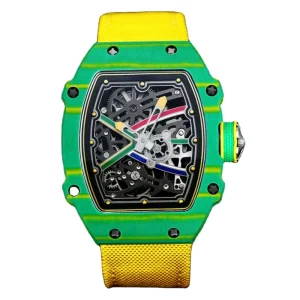 Skeleton Automatic Mechanical Men’s Sports Watch Carbon Fiber Case Nylon Strap Ultra-Thin 7.8mm