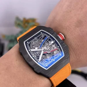 Skeleton Automatic Mechanical Men’s Watch Carbon Fiber Case 7.8mm Ultra Thin Sports Wristwatch with Nylon Strap
