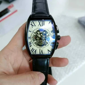 Skeleton Automatic Mechanical Watch Leather Strap Men’s Sport Business Charm Pointer Dial