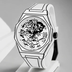 Skeleton Design Octagon Polycarbon Men’s Wristwatch Cartoon Silicone Quartz Men Watch Relojes Hombre