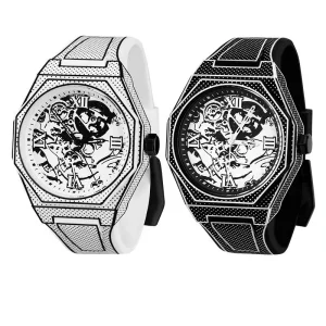 Skeleton Design Waterproof Octagon Quartz Wristwatch Cartoon Silicone Custom Polycarbon Men Wrist Watch Relojes Hombre