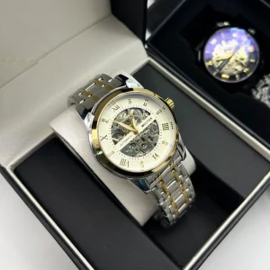 Skeleton Men’s Mechanical Automatic Wristwatch Stainless Steel Luminous Crystal Analog