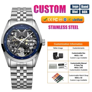 Skeleton Men’s Wristwatch Waterproof Japan Automatic Movement Mechanical Watches for Men