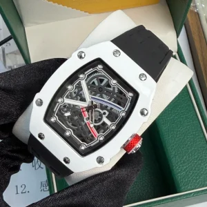 Skeleton Quartz Watch Ultra-thin Colorful RM 6702 Tonneau Sport Homme Nylon Tonneau Quartz Watch Tourbillon Watch