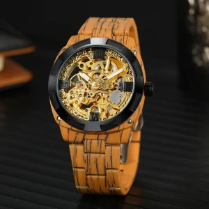 Skeleton Wristwatch Stainless Steel Skeleton Mechanical Automatic Movement Vintage Man Watch FSG8269