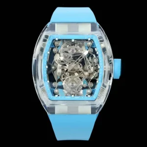 Skeletonized Transparent Crystal Waterproof Chronograph Men’s Automatic Mechanical Watch