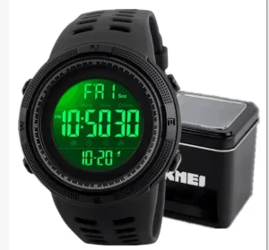 Skmei 1251 Sport Digital Watch Men Luxury Antique Style PU Band 5ATM Water Resistant Stop Watch Feature Teenagers