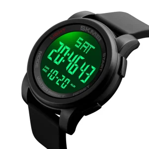 Skmei 1257 Men’s Sports Silicone Wristwatch 50mm Digital Display 5BAR Waterproof Stop Watch Alarm Factory Direct