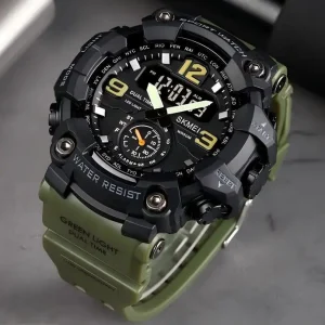 Skmei 1637 Digital Watch Unisex Silicone Band Dual Display LED Waterproof Outdoor Tactical Daily Use Sport Watch