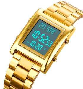 Skmei 1812 Square Sport Digital Watch Men Water Resistant 3 ATM Silver Stainless Steel Watch