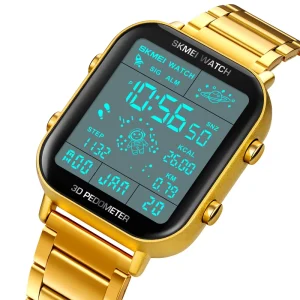 Skmei 1888 Custom Pedometer Function Cartoon Gold Wristwatch Men Water Resistant 50 Meters Digital Watch