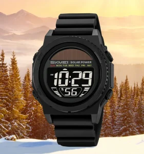 Skmei 2358 Solar Fashion Digital Watch Plastic Band 5 Bar Water Resistant Alarm