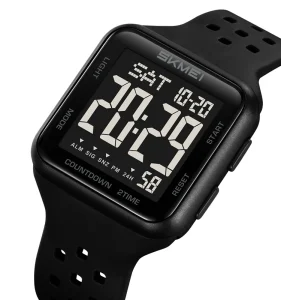 Skmei 2440 Gents Sport Digital Watch with Countdown Monitor and Alarm Waterproof Silicone Strap Low MOQ Leisure Hand Watch