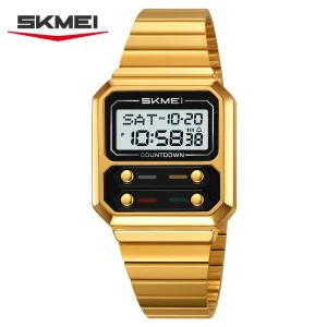 Skmei 2448 Fashion OEM Man Digital Watch Stylish Stainless Steel Band Waterproofing Multi Function EL LIGHTS Sports Wristwatch