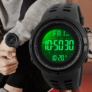 Skmei Model 1251 Manual Digital Sport Watch for Men WR50M Water Resistant Wristwatch with Alarm Diver Features