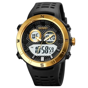 Skmei Sport Dual Time Men’s Watch with Chronograph and Alarm PU Strap 50M Water Resistant