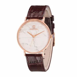 Slim Quartz Watch Marble Stone Dial Stainless Steel Case Waterproof Wrist Watch Men