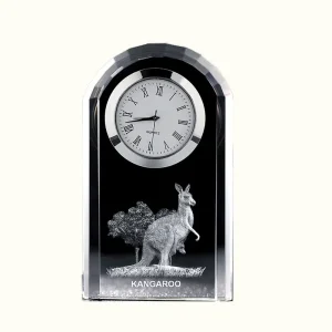 Small Bridge New Design Customized Transparent Crytal Gift K9 Engraving Crystal Glass Clock For Desk Table Decoration