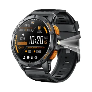 Smart Watch With GPS Flashlight AMOLED Display Barometric Compass Altimeter 530mAh Battery IP68 Waterproof Men’s Smartwatch