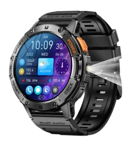 Smart Watch with Flashlight K65 1.43″ AMOLED Men Outdoor Sports Relojes Round Smartwatches