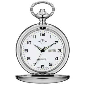 Smooth Quartz Watch Men Classic Arabic Numeral Luminous Dial and Sunday Date Quartz Pocket Watches