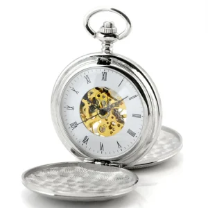 Smooth Retro Hand Wind Double Smooth Roman Mechanical Pocket Watch