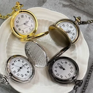 Smooth and Bright Fashion Retro Two-faced Quartz Pocket Watches