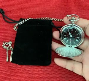 Smooth and Bright Fashion Two-faced Silver Pocket Watch