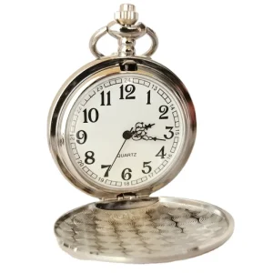 Smooth and Bright Retro Double Faced Alloy Quartz Antique Pocket Watch