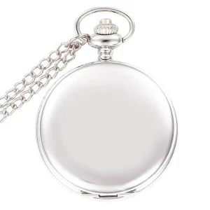 Smooth and Bright Retro Two faced Pocket Watch Black Necklace Roman Pocket Watch