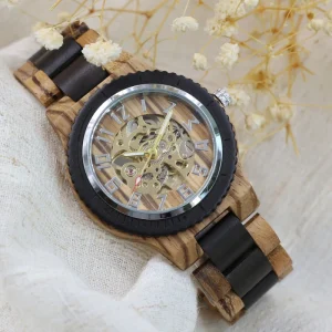 Solid Wood Unisex Watches Wood Mechanical Watch Wristwatch Wood Anniversary Wedding Wood Gift