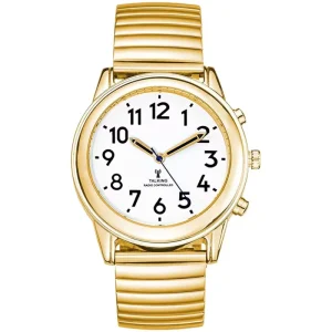 Spanish English Luxury Gold Talking Watch With Time Date and Loud Alarm for the Visually Impaired and Elderly