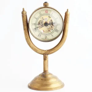 Spinning Globe Gold Desk Clock Men Creative Gift for Pocket Watch Copper Table Clock Mechanical Pocket Watch Male