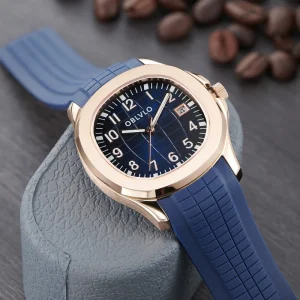 Sport Analog Automatic Watch Date Display Luminous Brown Rubber Band Casual Watches FM-SL