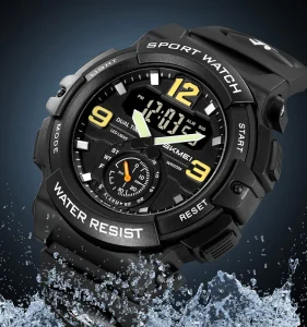 Sport Analog Digital Wrist Watch with Alarm Plastic Band for Men