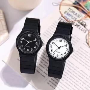 Sport Analog Watch with Colorful Silicone Strap Glass Dial Water Resistant Student Kids Wrist Watches