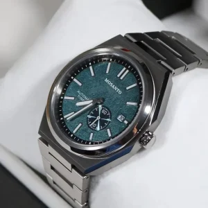Sport Automatic Mechanical Watch Sapphire Crystal Dark Green Pointer Dial Calendar Luminous Stainless Steel Wristwatch