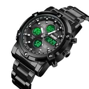 Sport Fashion Waterproof Analog Digital Multifunctional Chronograph Wrist Watch with Luminous LED Display