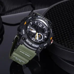Sport Men’s LED Digital Watch Analog Display Luminous Hands Alarm 50 Bar Water Resistance Japan Quartz Movement 54mm Custom