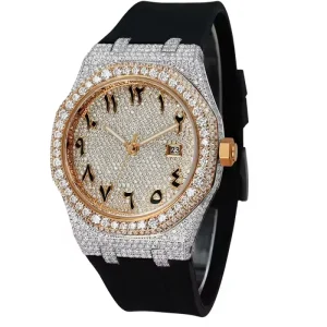 Sport Moissanite Watch with Stainless Steel Case and Sapphire Glass