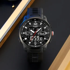 Sport Watch Dual Time Analog LED Waterproof Quartz Digital Wrist Watch