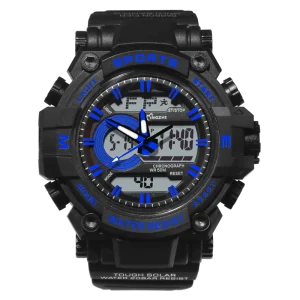 Sports Chronograph Calendar Wrist Watch Repeater LED Display Digital with Analog 5ATM Water Resistant Alarm Unisex