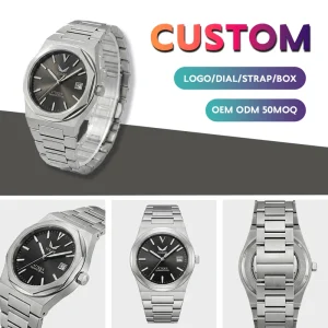 Sports Chronograph Watch Digital Display and Luminous Markers Stainless Steel Case Custom Logo Waterproof Quartz Watch for Men