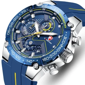 Sports Chronograph Watches Mens Big Dial Waterproof Quartz Wristwatch