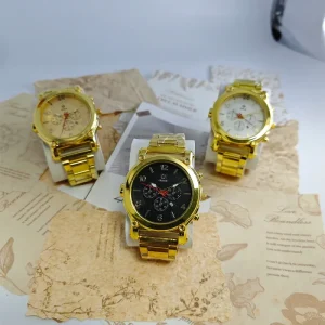 Sporty Chronograph Round Quartz Watch Alloy Steel Band Multi Dial Men Wristwatch for Daily Business Wear