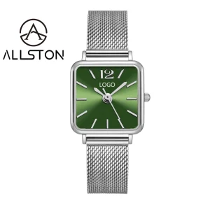 Square Cartoon Ladies Watch Japanese Quartz Movement Waterproof Business Stainless Steel Leather Band Women’s Watch