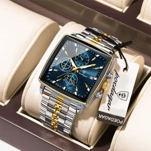 Square Luxury Quartz Watches Waterproof Stainless Steel Mens Watch Chronograph Watch for Men 866